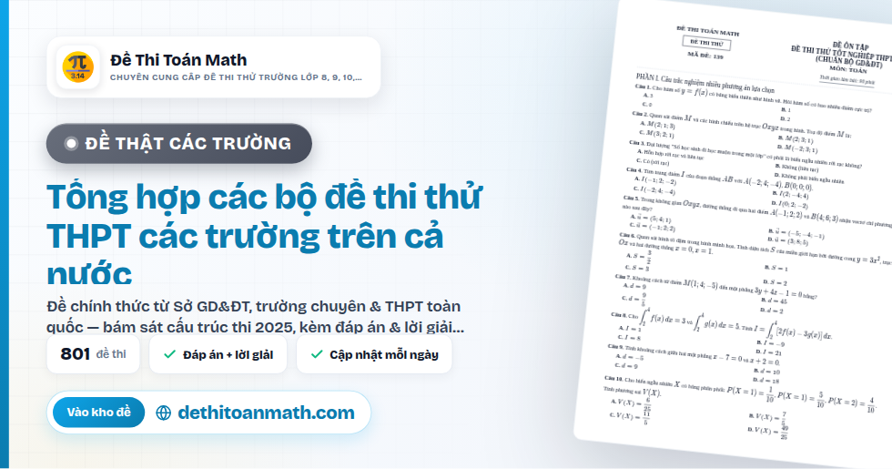 Tổng hợp các bộ đề thi thử THPT các trường trên cả nước