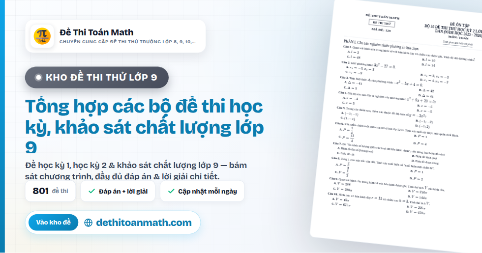 Tổng hợp các bộ đề thi học kỳ, khảo sát chất lượng lớp 9
